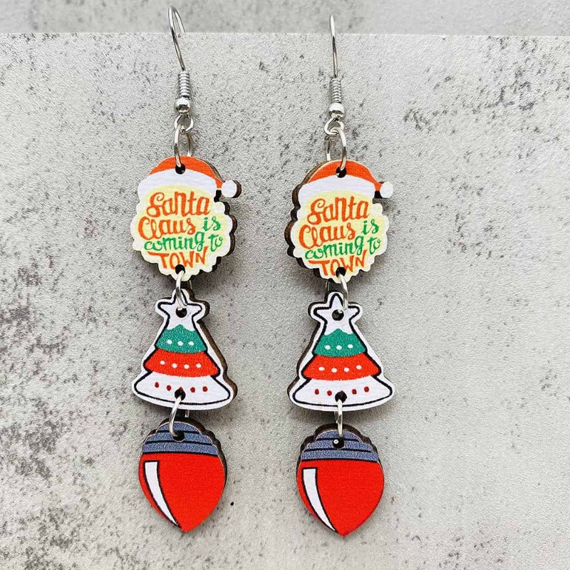 Wholesale Christmas Wood Earrings